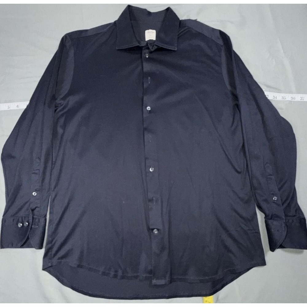 Stenströms Dress Shirt Mens L Blue Solid Fitted Body Cotton Woven Long Sleeve